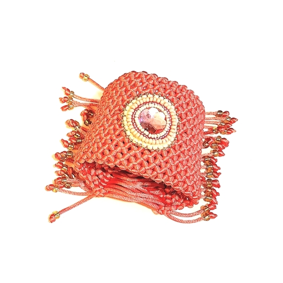 Corset Crochet, Designer Handcrafted Adjustable Cuff Bracelet - Picture 2 of 8